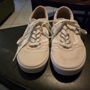 Vans Off The Wall Sneakers 8.5 Pink White Womens Lace Up Shoes
